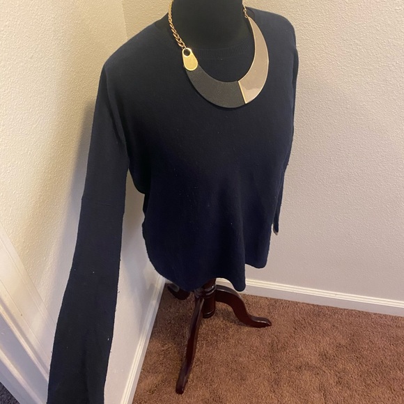 2 FOR $25Vince Cashmere Sweater Navy Blue Black Colorblock Dolman Oversized XS - Picture 2 of 6